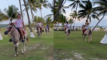 Junto ao marido, Ivete Sangalo passeia a cavalo em 'paraíso' no sul da Bahia