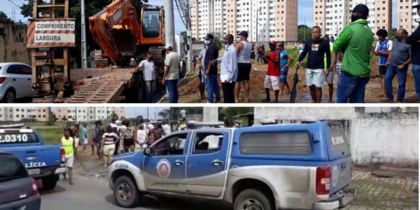 Moradores impedem homens de construírem muro em campo de futebol em Canabrava