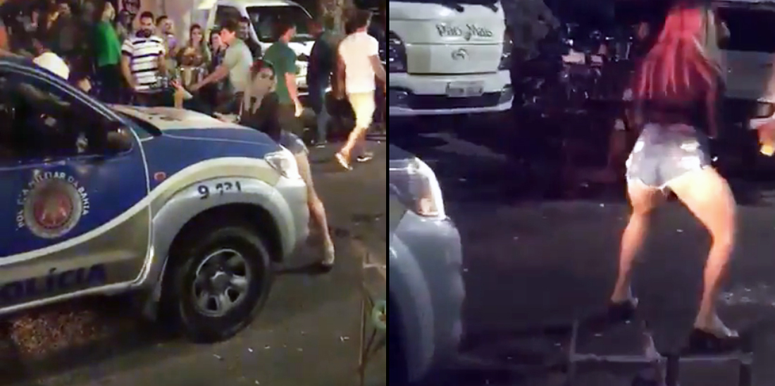 Resultado de imagem para loira danÃ§a em frente viatura