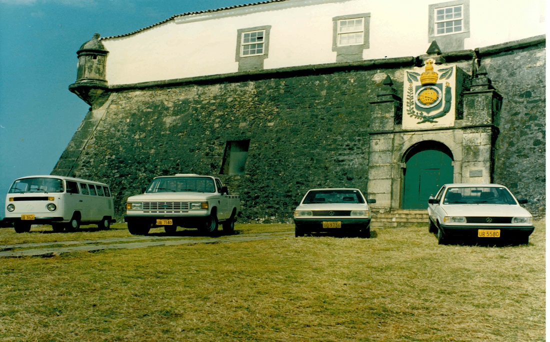 Parte da primeira frota de carros da LM Frotas, quando a empresa surgiu no final da década de 1970.